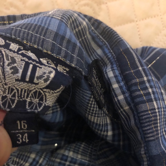 Vintage Stage II Western Plaid lightweight Pearl Snap Shirt Fancy sparkle 16 34 - Picture 14 of 15